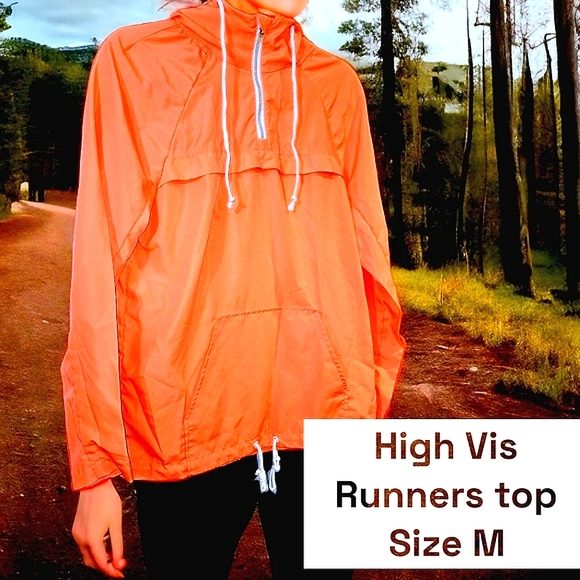 High Visibility running top, high vis runners coverup neon orange jogging, sport - Picture 11 of 11